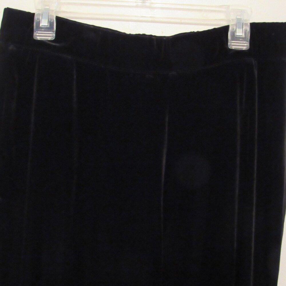 Susan Graver Velour Wide Leg Pants Women's Petite Large Black Elastic Waist